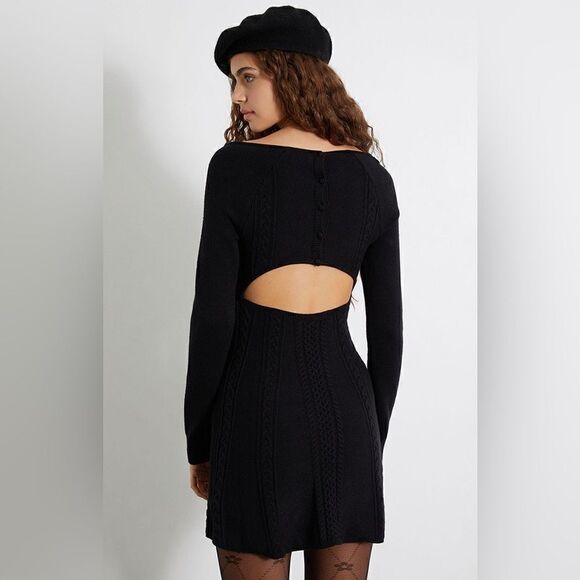 Free People Small World Mini Black Sweater Dress Size XS - Picture 9 of 16